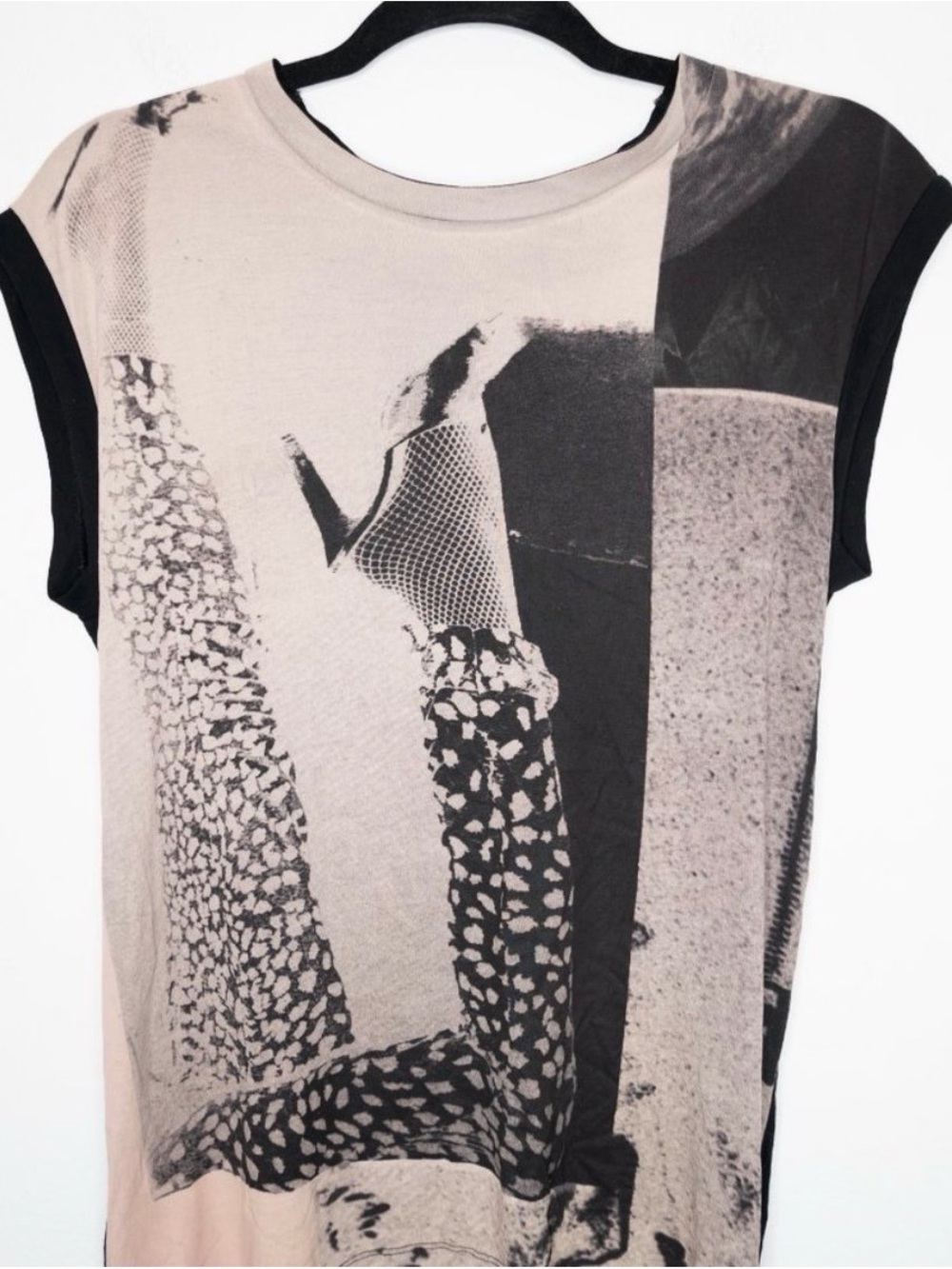 AllSaints Paradiso High Low Tunic Tee Graphic Edgy D15